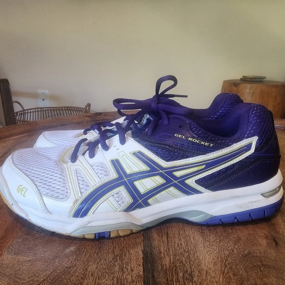 Asics Gel Rocket Volleyball Sneakers B455N Purple Mesh Lace Up Shoes Womens 9.5